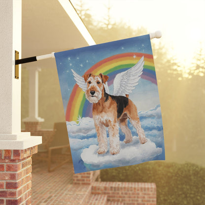 Printify Home Decor Heavenly Airedale Terrier, Rainbow Pet Memorial Garden Flag, Front Yard Spring Decor, Housewarming Gardener Gift