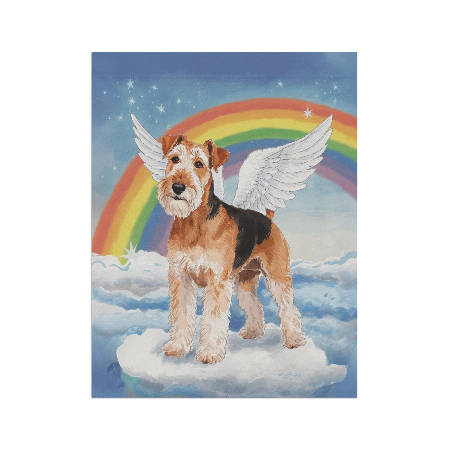 Printify Home Decor Heavenly Airedale Terrier, Rainbow Pet Memorial Garden Flag, Front Yard Spring Decor, Housewarming Gardener Gift