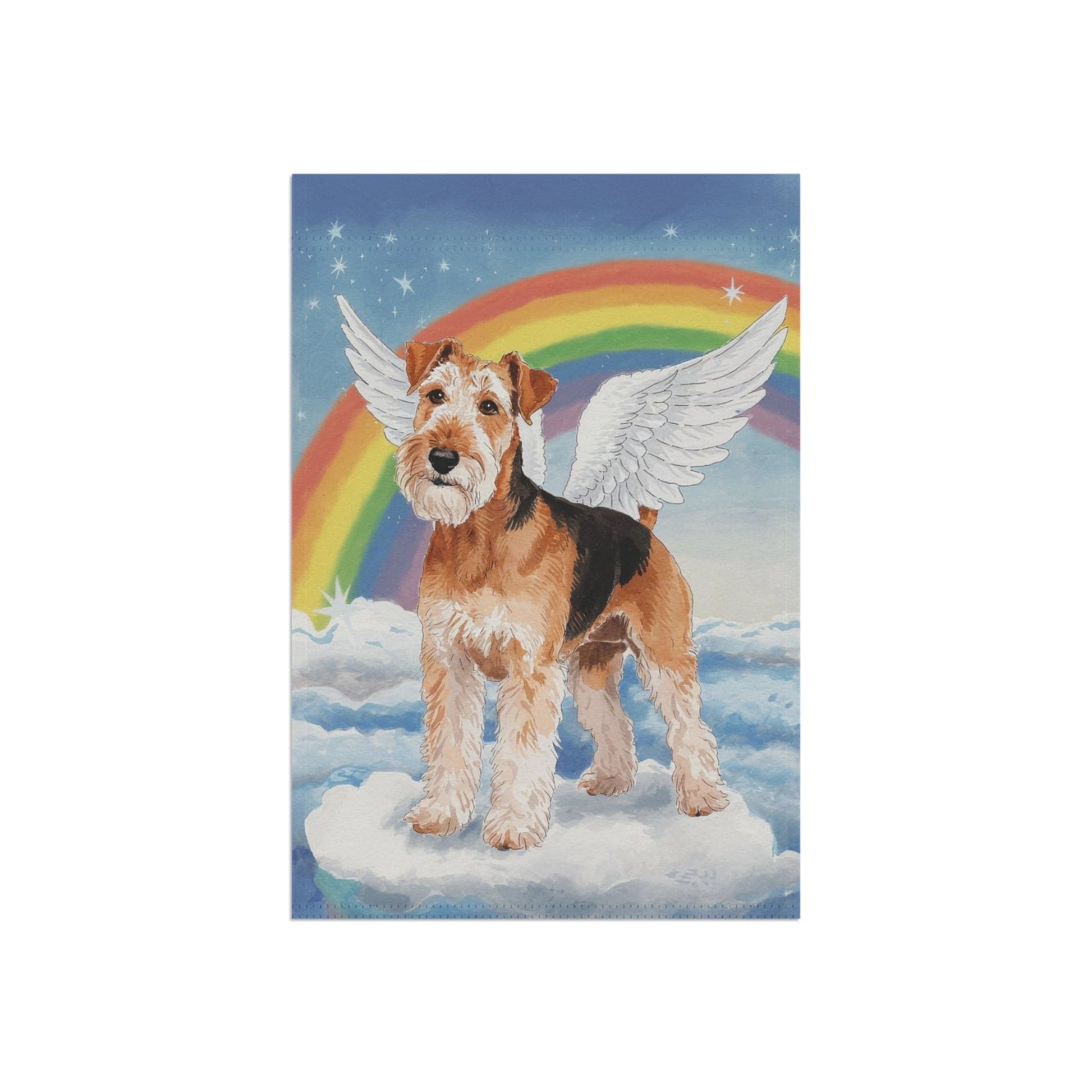 Printify Home Decor Heavenly Airedale Terrier, Rainbow Pet Memorial Garden Flag, Front Yard Spring Decor, Housewarming Gardener Gift