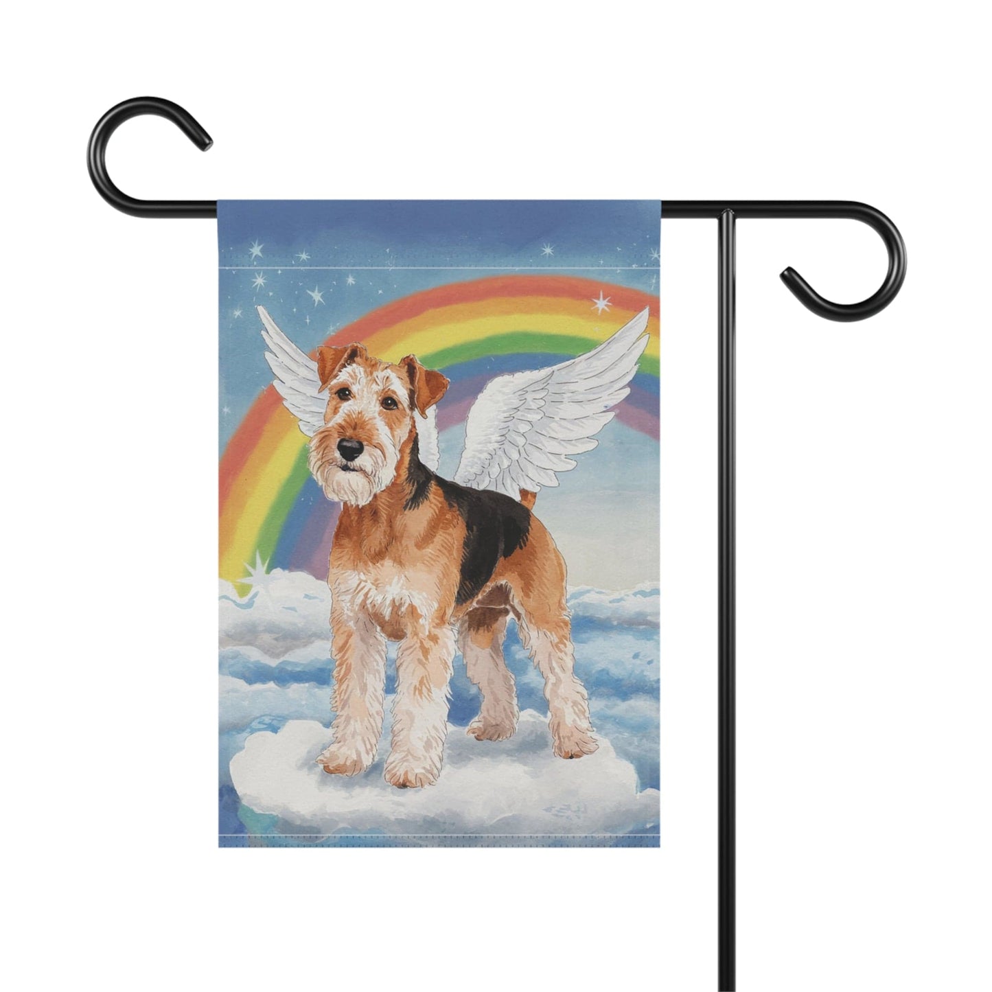 Printify Home Decor Heavenly Airedale Terrier, Rainbow Pet Memorial Garden Flag, Front Yard Spring Decor, Housewarming Gardener Gift
