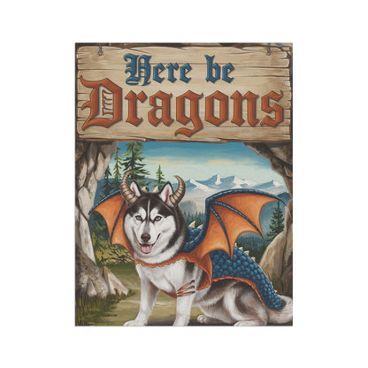 Printify Home Decor Husky Dog Dragon Garden Flag, Fantasy Pet Adventure, Yard Spring Decor, Housewarming Halloween