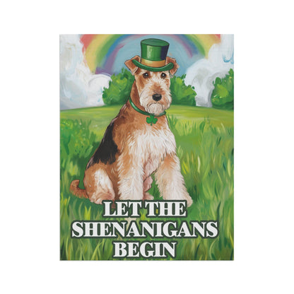 Printify Home Decor Irish Airedale Terrier Garden Flag, Saint Patricks Day Funny Dog Lovers Yard Outside Decor, Spring Shenanigans