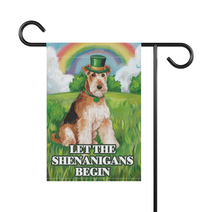 Printify Home Decor Irish Airedale Terrier Garden Flag, Saint Patricks Day Funny Dog Lovers Yard Outside Decor, Spring Shenanigans
