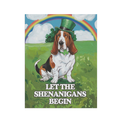 Printify Home Decor Irish Basset Hound Garden Flag, Saint Patricks Day Funny Dog Lovers Yard