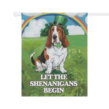 Printify Home Decor Irish Basset Hound Garden Flag, Saint Patricks Day Funny Dog Lovers Yard