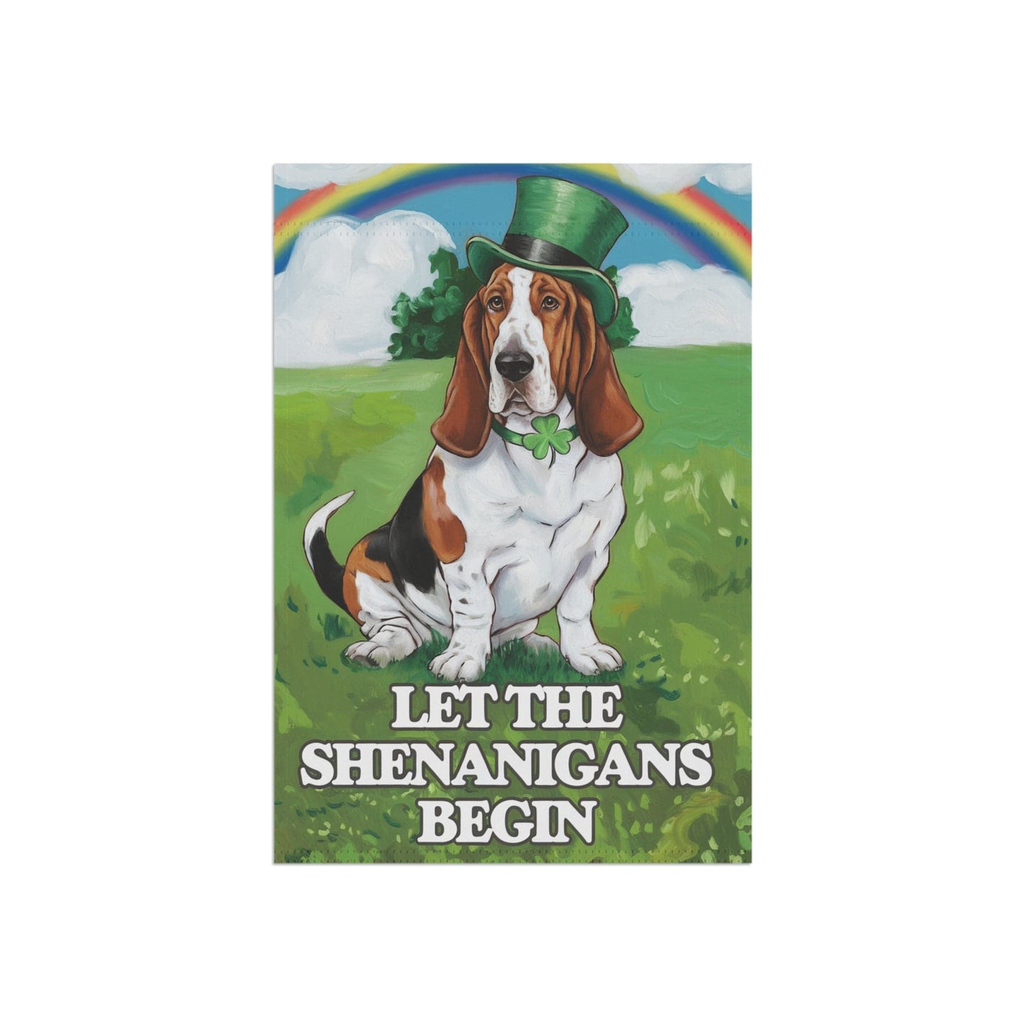 Printify Home Decor Irish Basset Hound Garden Flag, Saint Patricks Day Funny Dog Lovers Yard