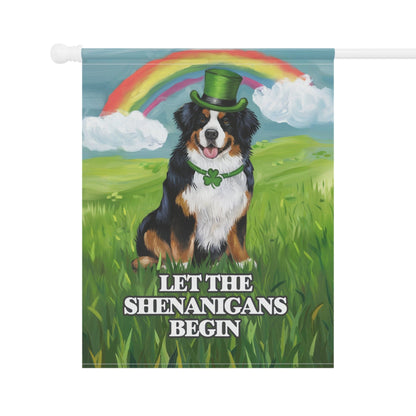 Printify Garden Flag Irish Bernese Mountain Dog Garden Flag, Saint Patricks Day Funny Dog Lovers