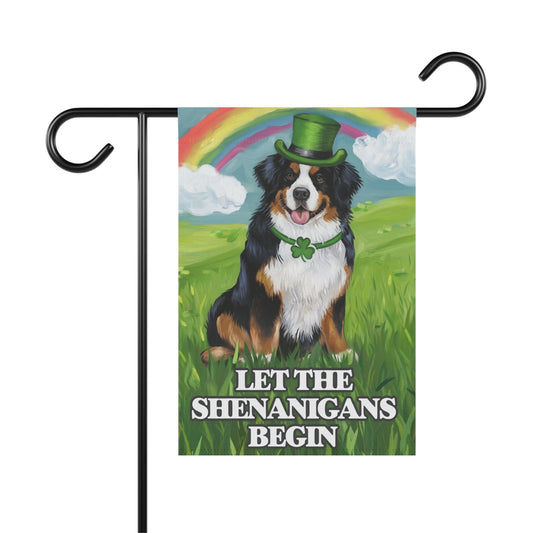 Printify Garden Flag 12'' × 18'' Irish Bernese Mountain Dog Garden Flag, Saint Patricks Day Funny Dog Lovers
