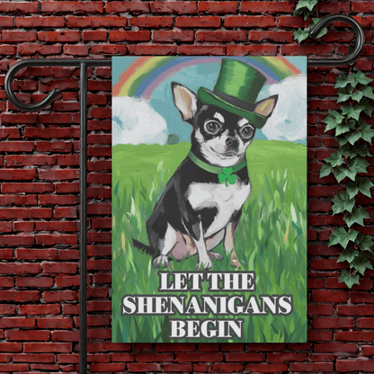 Irish Chihuahua St Patricks Day Garden Flag 12'' × 18''