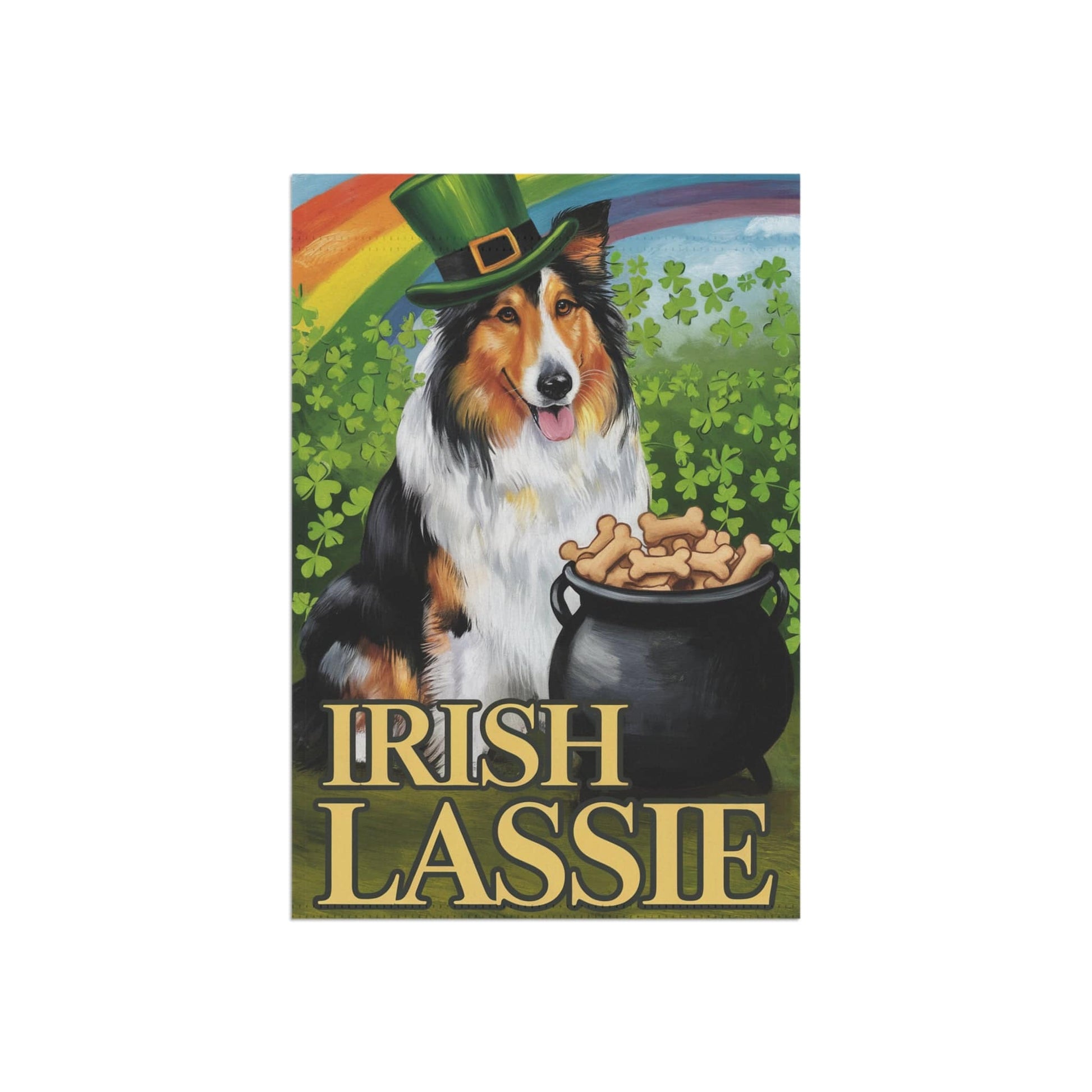 Printify Home Decor 12'' × 18'' Irish Rough Collie Garden Flag, Saint Patricks Funny Dog Lovers Yard Outside Decor