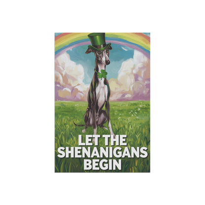 Printify Home Decor 12'' × 18'' Italian Grayhound Garden Flag, Saint Patricks Day Funny Dog Yard Outside Decor