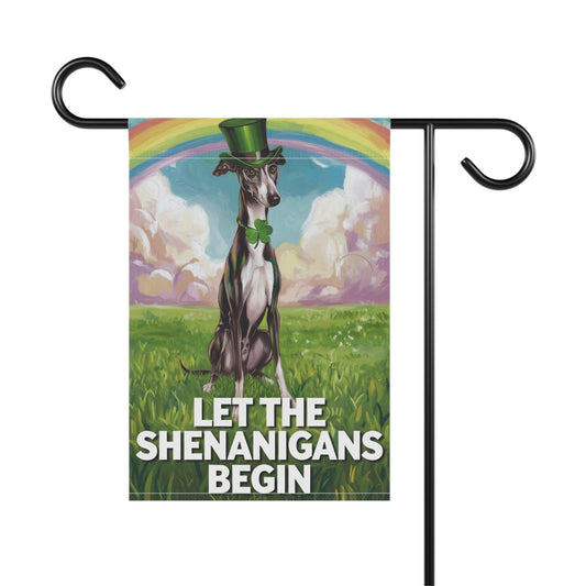 Printify Home Decor 12'' × 18'' Italian Grayhound Garden Flag, Saint Patricks Day Funny Dog Yard Outside Decor