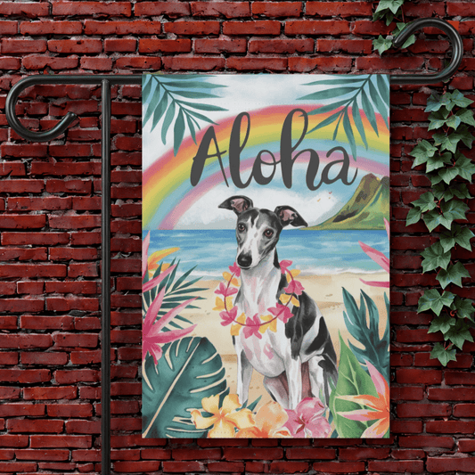 Printify Garden Flag 12'' × 18'' Italian Greyhound Aloha Garden Flag