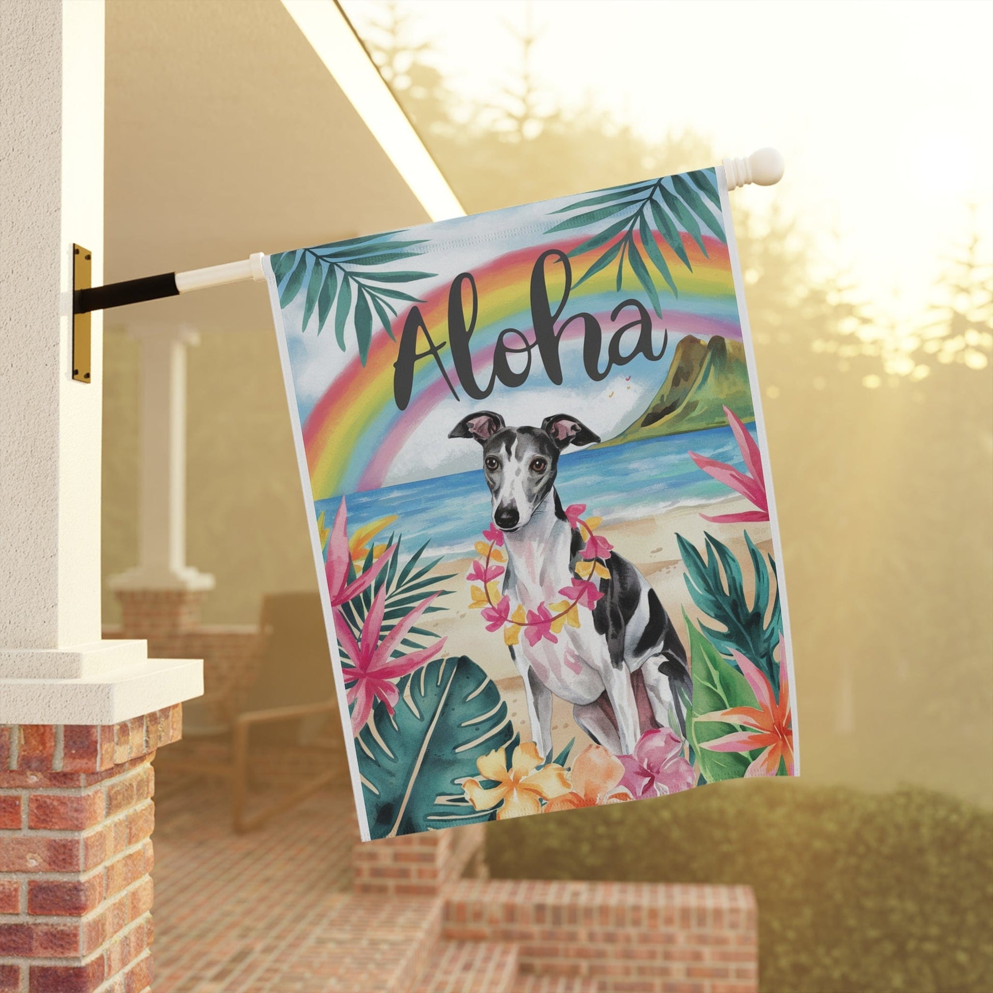Printify Garden Flag Italian Greyhound Aloha Garden Flag