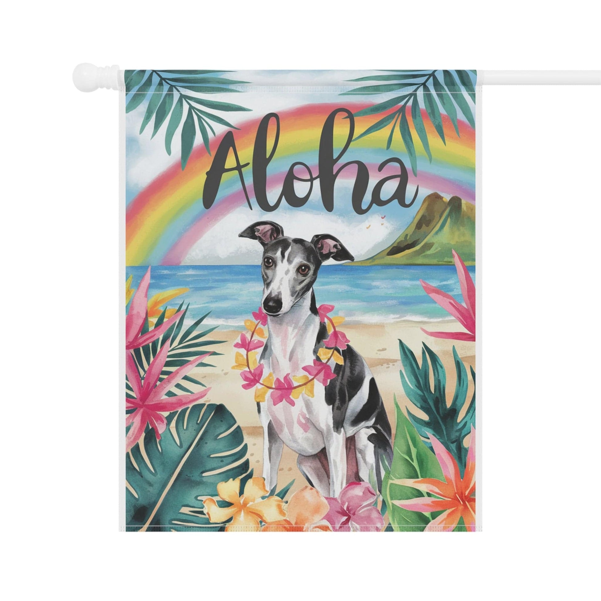 Printify Garden Flag Italian Greyhound Aloha Garden Flag