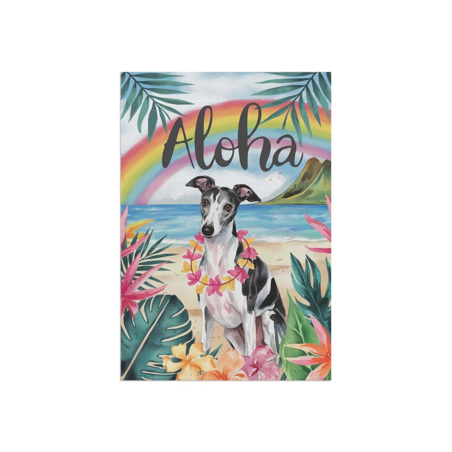 Printify Garden Flag Italian Greyhound Aloha Garden Flag