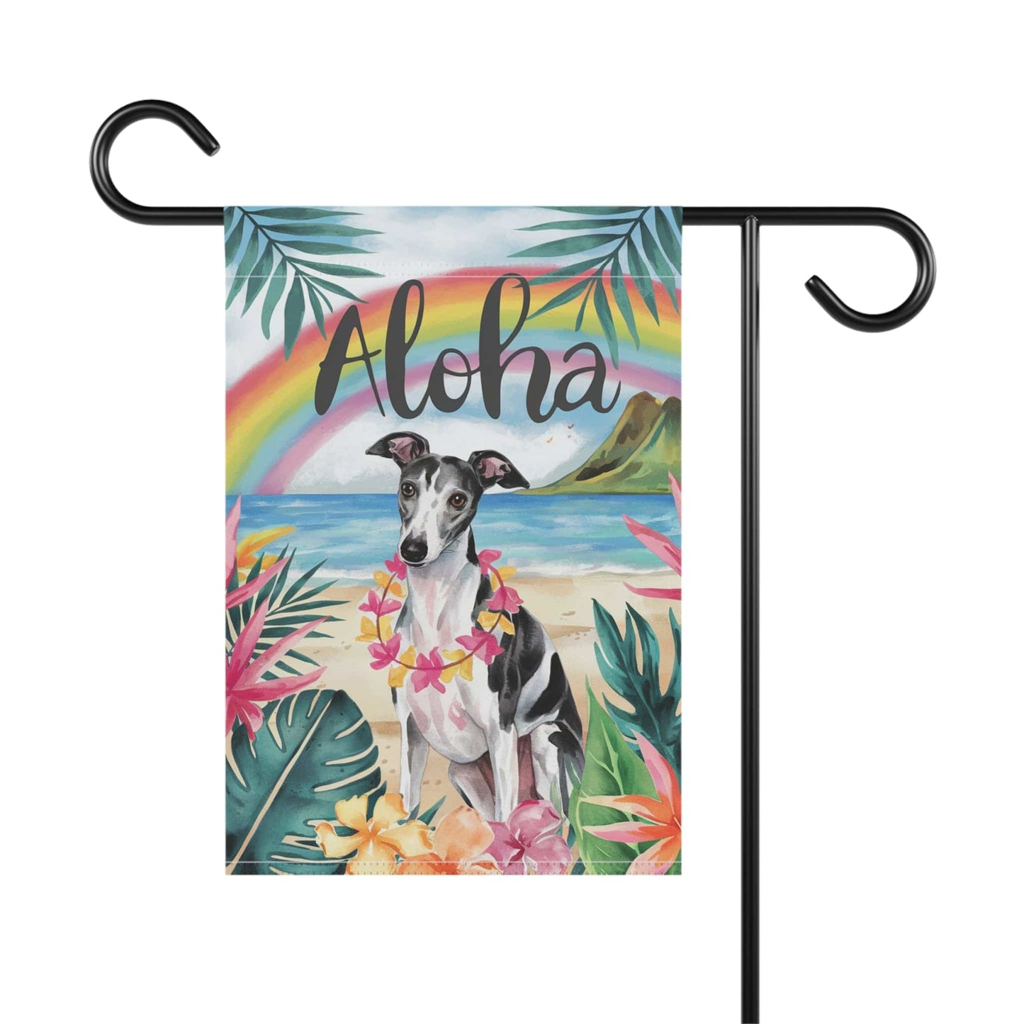 Printify Garden Flag Italian Greyhound Aloha Garden Flag