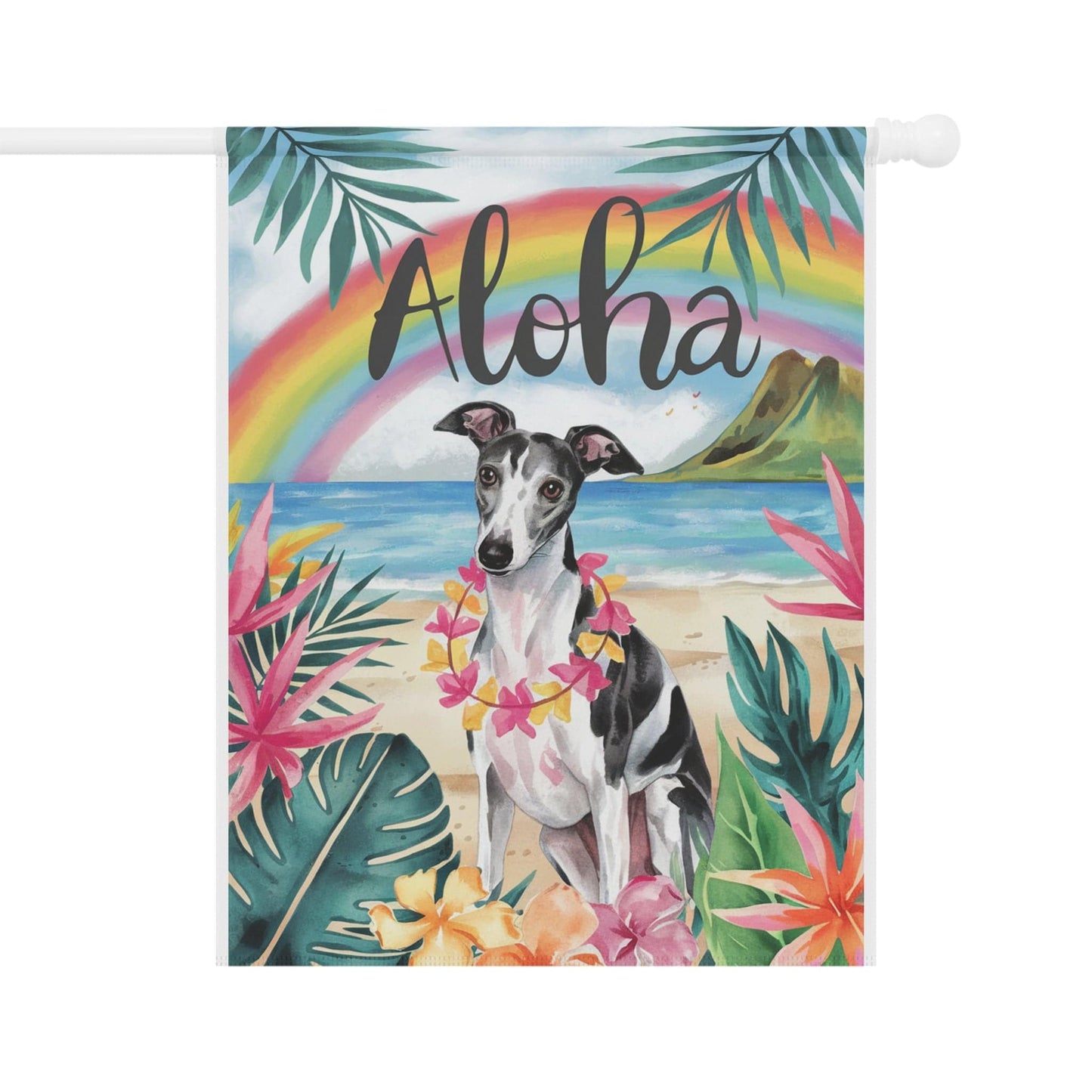Printify Garden Flag Italian Greyhound Aloha Garden Flag
