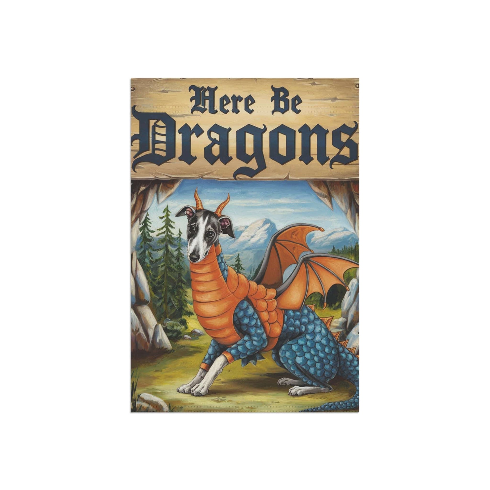 Printify Home Decor Italian Greyhound Dragon Garden Flag, Fantasy Dog Yard Spring Decor, Housewarming Halloween