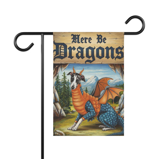 Printify Home Decor 12'' × 18'' Italian Greyhound Dragon Garden Flag, Fantasy Dog Yard Spring Decor, Housewarming Halloween