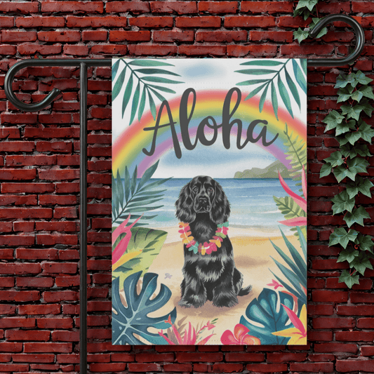 Printify Garden Flag 12'' × 18'' Jack Russell Terrier Aloha Luau Garden Flag