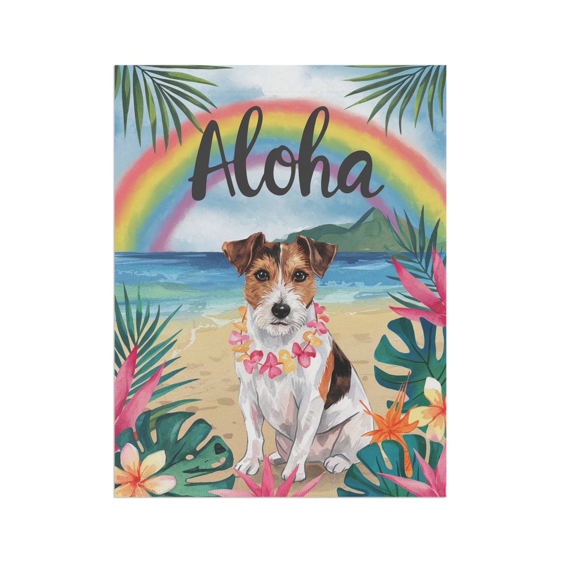 Printify Garden Flag Jack Russell Terrier Aloha Luau Garden Flag