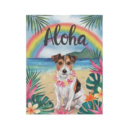 Printify Garden Flag Jack Russell Terrier Aloha Luau Garden Flag