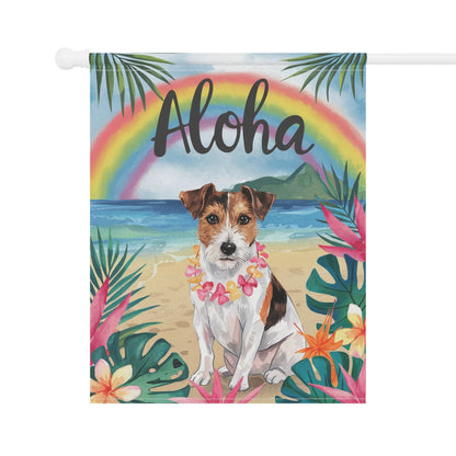 Printify Garden Flag Jack Russell Terrier Aloha Luau Garden Flag