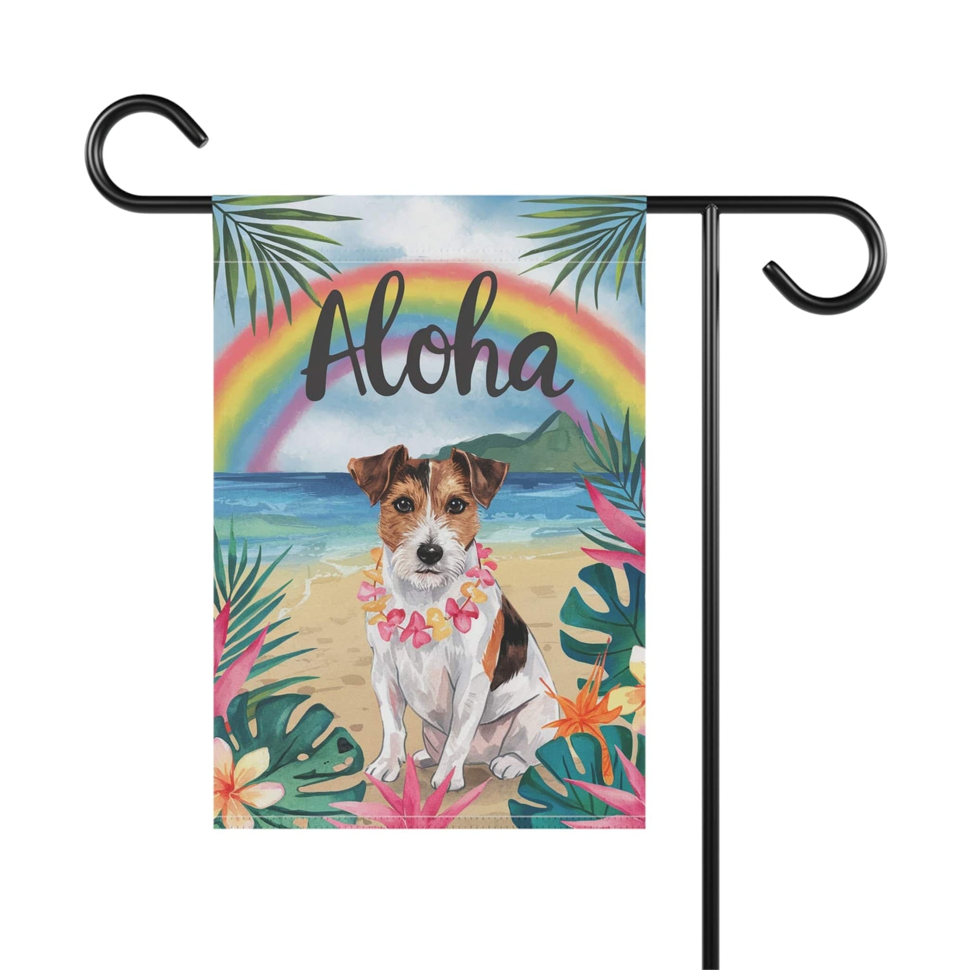 Printify Garden Flag Jack Russell Terrier Aloha Luau Garden Flag