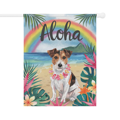 Printify Garden Flag Jack Russell Terrier Aloha Luau Garden Flag