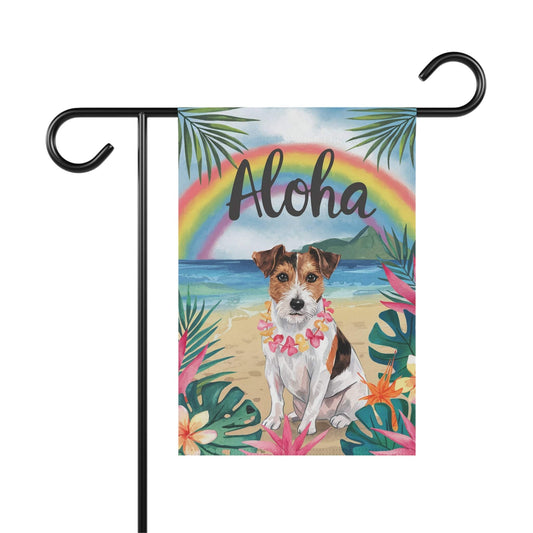 Printify Garden Flag Jack Russell Terrier Aloha Luau Garden Flag