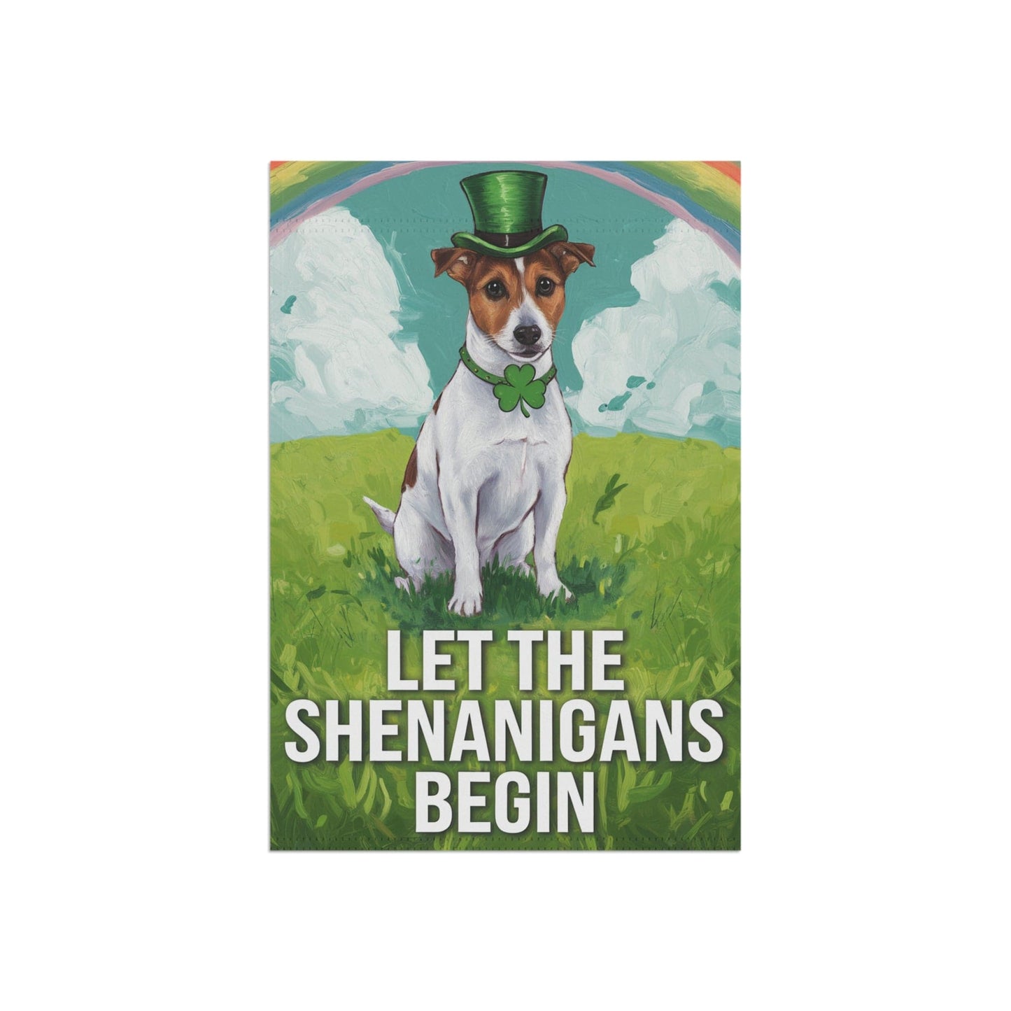 Printify Home Decor 12'' × 18'' Jack Russell Terrier Garden Flag, Saint Patricks Day Funny Dog Yard Outside Decor