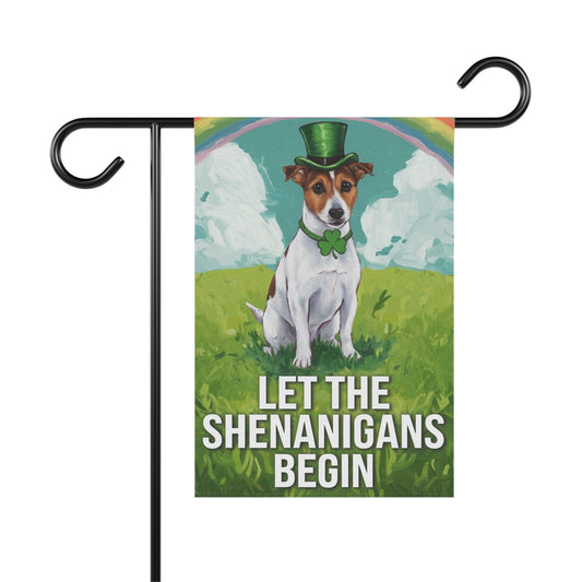 Printify Home Decor 12'' × 18'' Jack Russell Terrier Garden Flag, Saint Patricks Day Funny Dog Yard Outside Decor
