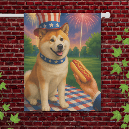 Printify Garden Flag 24.5'' × 32'' Japanese Akita 4th of July Garden Flag