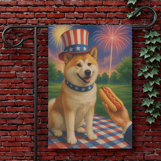 Printify Garden Flag 12'' × 18'' Japanese Akita 4th of July Garden Flag