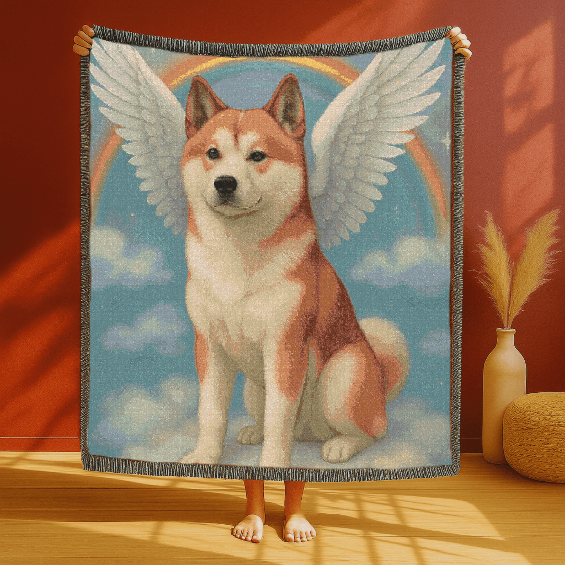 Printify Blanket Japanese Akita Angel Woven Blanket