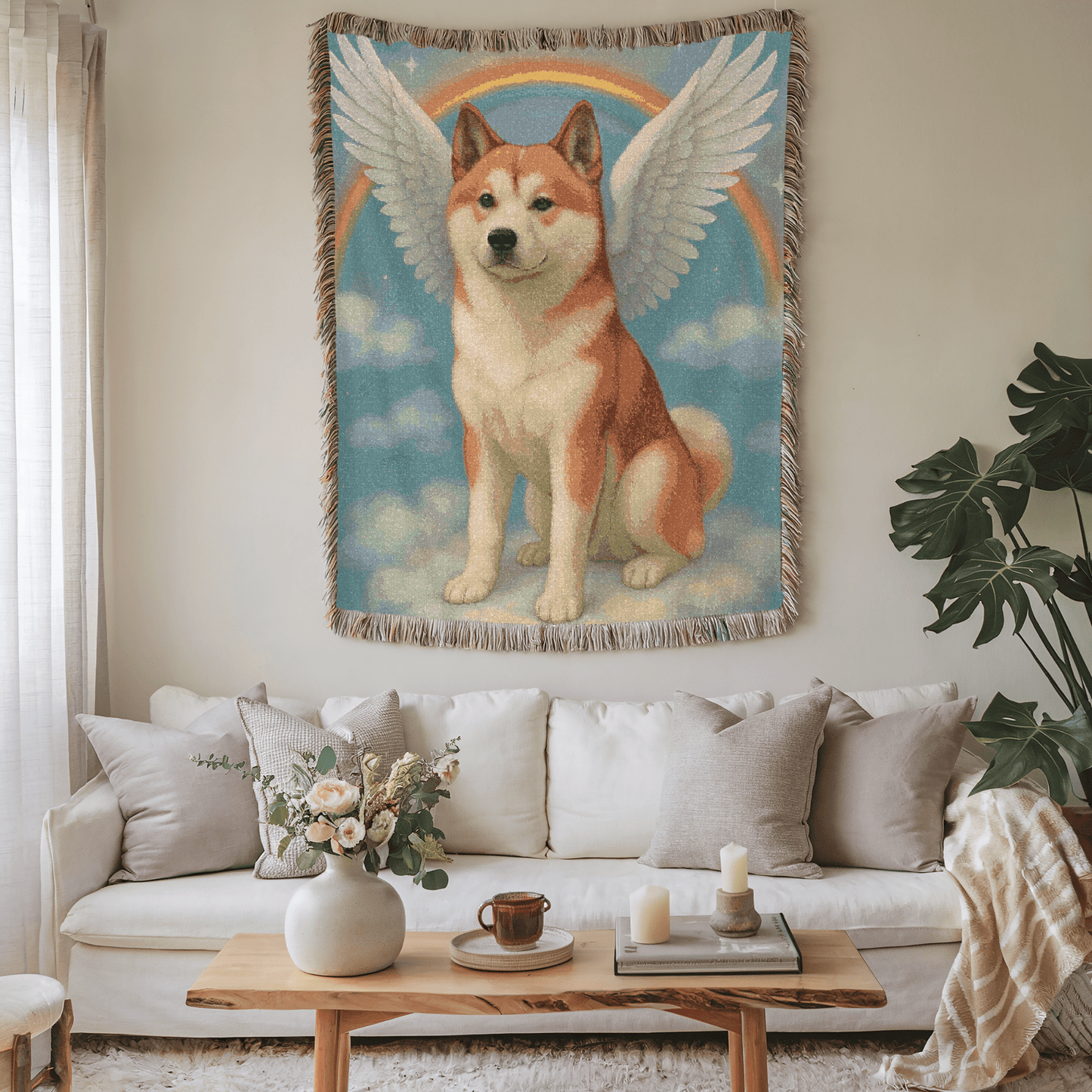 Printify Blanket Japanese Akita Angel Woven Blanket