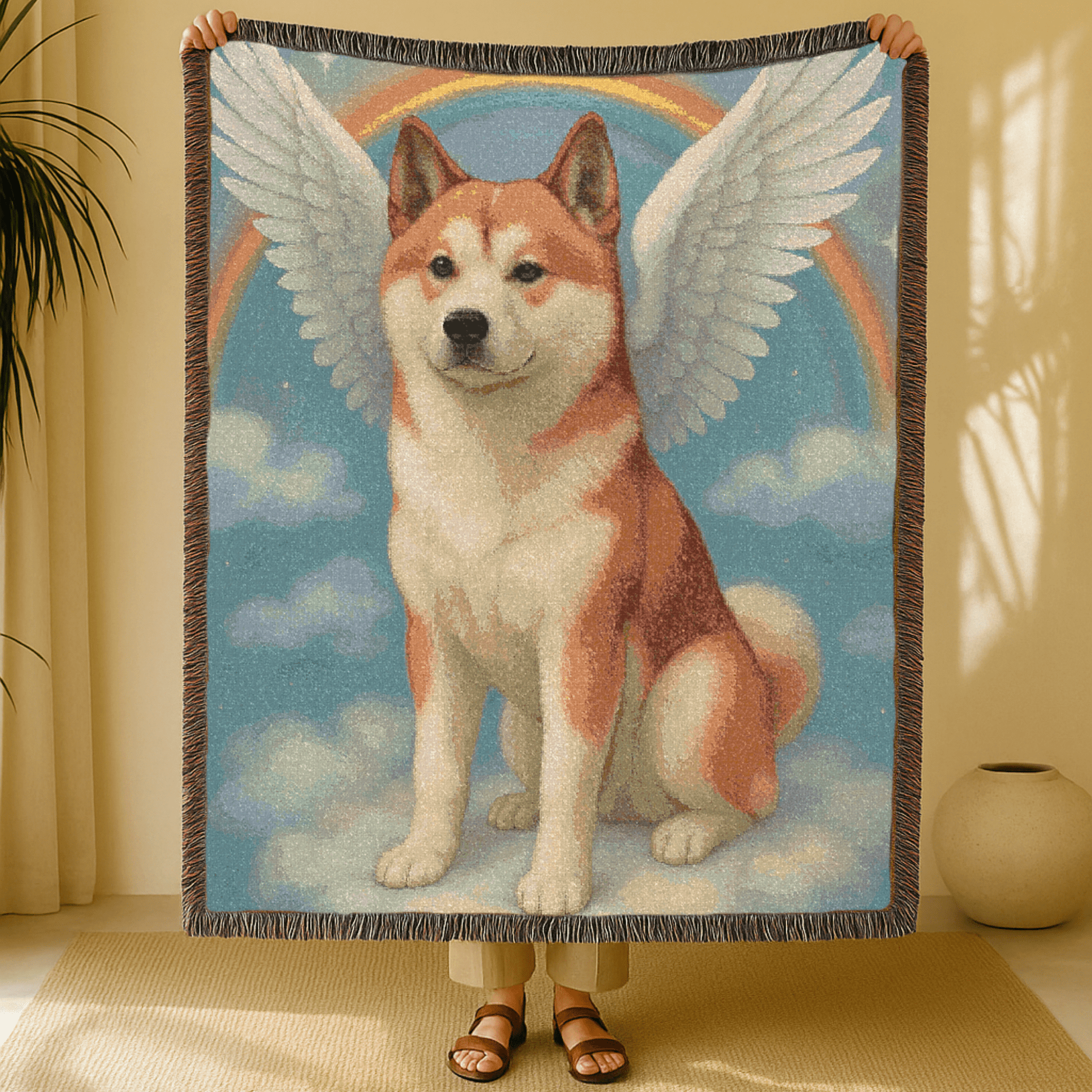 Printify Blanket Japanese Akita Angel Woven Blanket