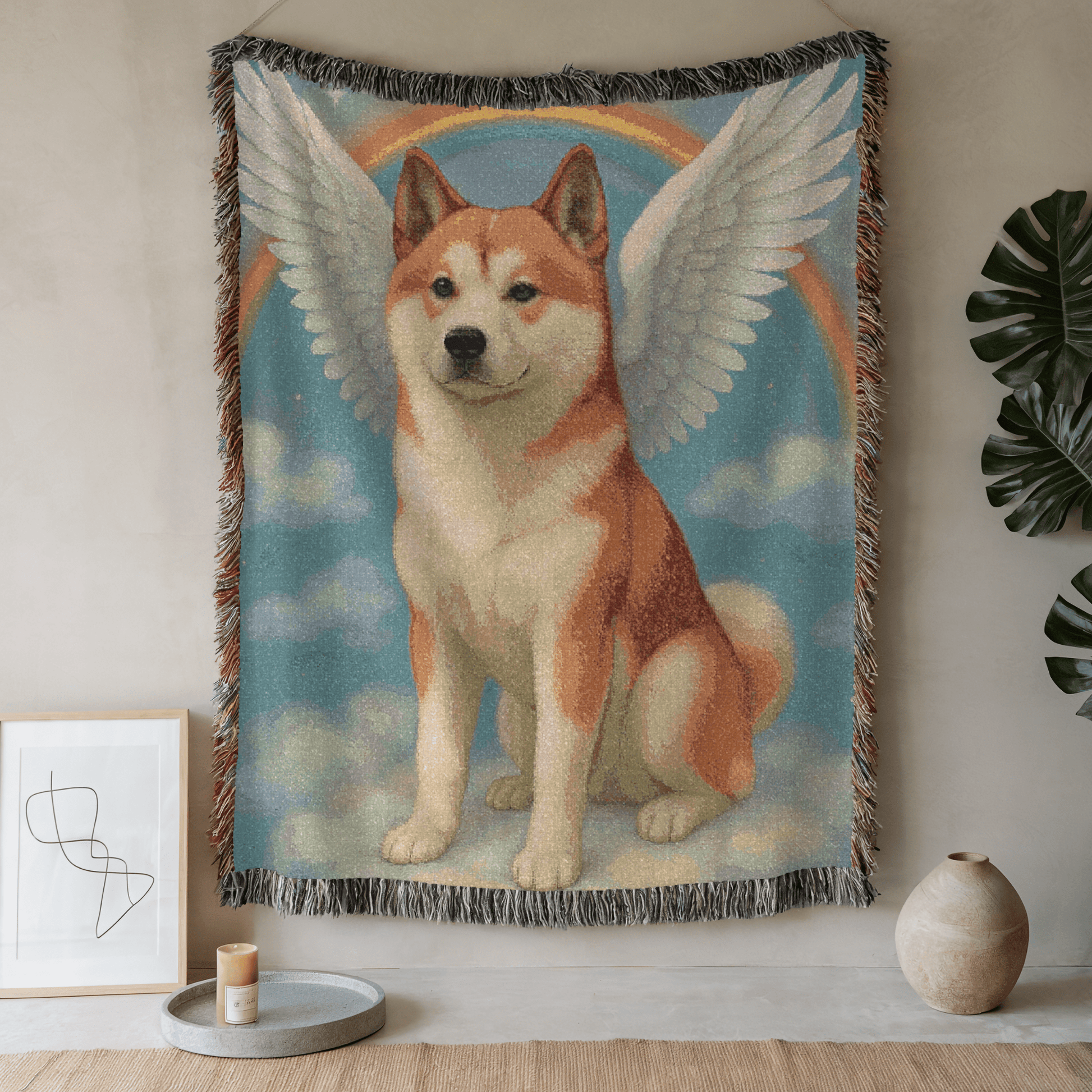 Printify Blanket 52'' × 37'' Japanese Akita Angel Woven Blanket