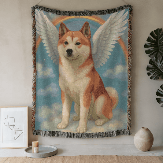 Printify Blanket 52'' × 37'' Japanese Akita Angel Woven Blanket