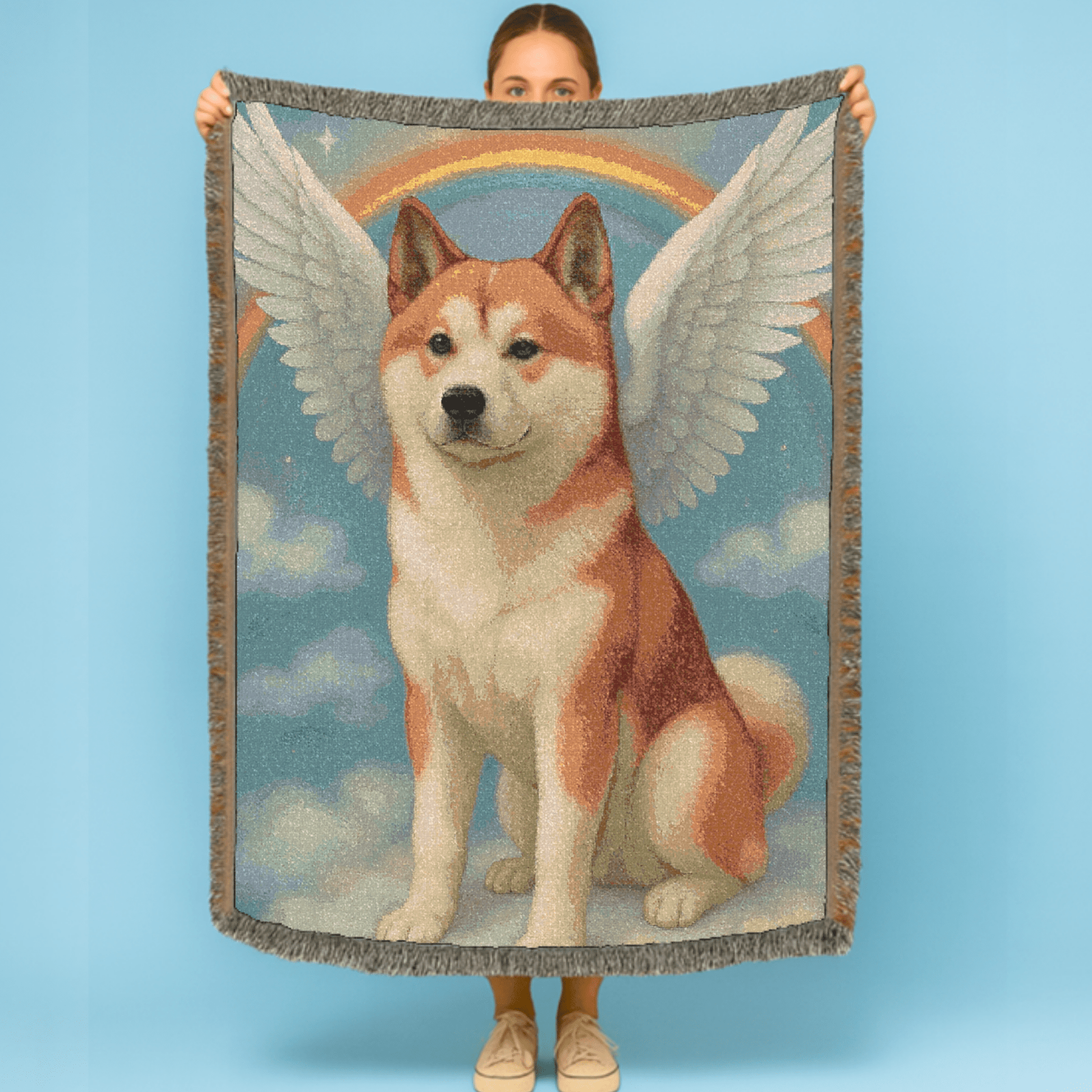 Printify Blanket Japanese Akita Angel Woven Blanket