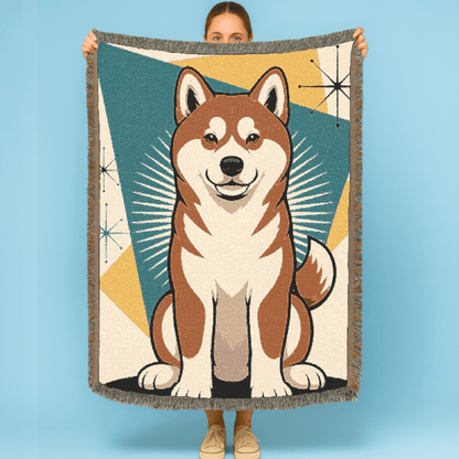 Printify Blanket Japanese Akita Atomic Mid Century Modern Throw Blanket