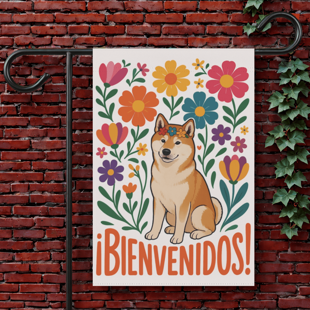 Printify Garden Flag 12'' × 18'' Japanese Akita Bienvenidos Garden Flag