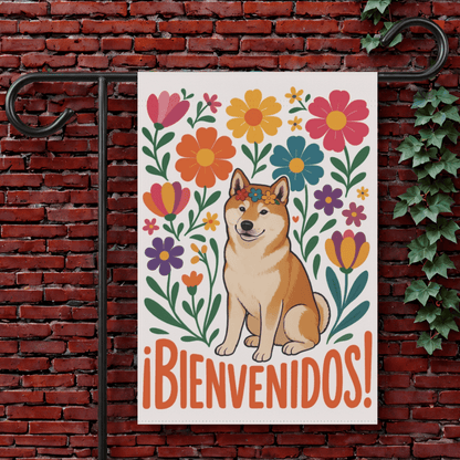 Printify Garden Flag Japanese Akita Bienvenidos Garden Flag