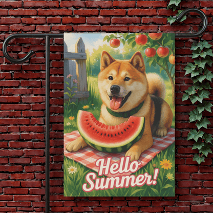 Printify Garden Flag Japanese Akita Watermelon Garden Flag