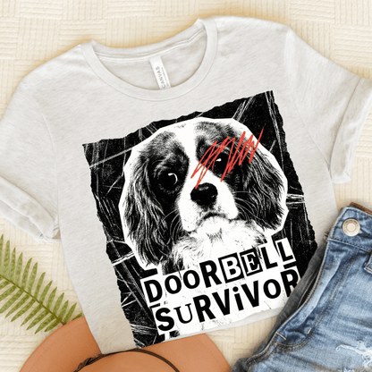 Personalized Cavalier Doorbell Survivor Unisex Tshirt Ash