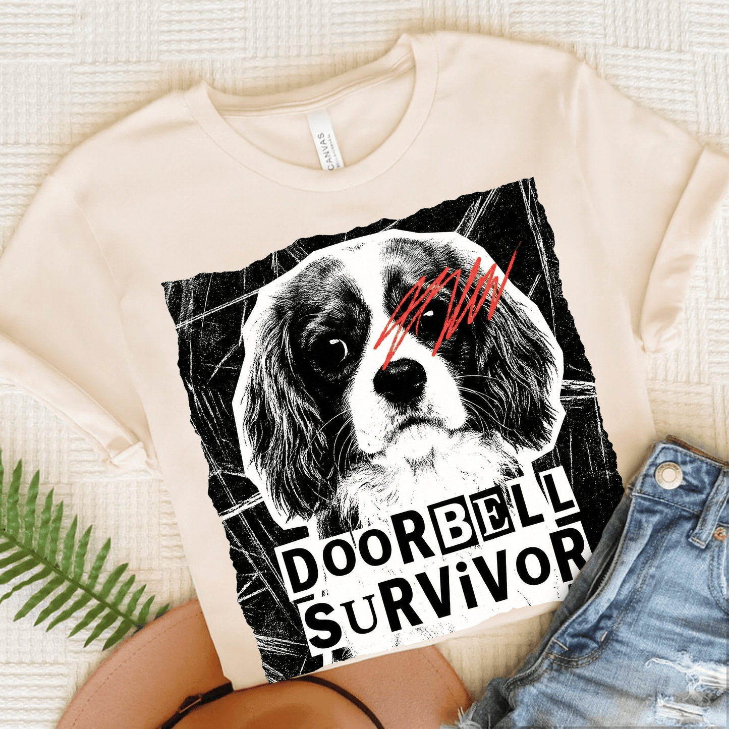 Personalized Cavalier Doorbell Survivor Unisex Tshirt Natural