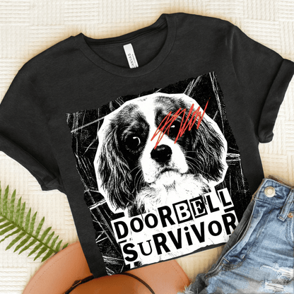 Personalized Cavalier Doorbell Survivor Unisex Tshirt Dark Grey Heather