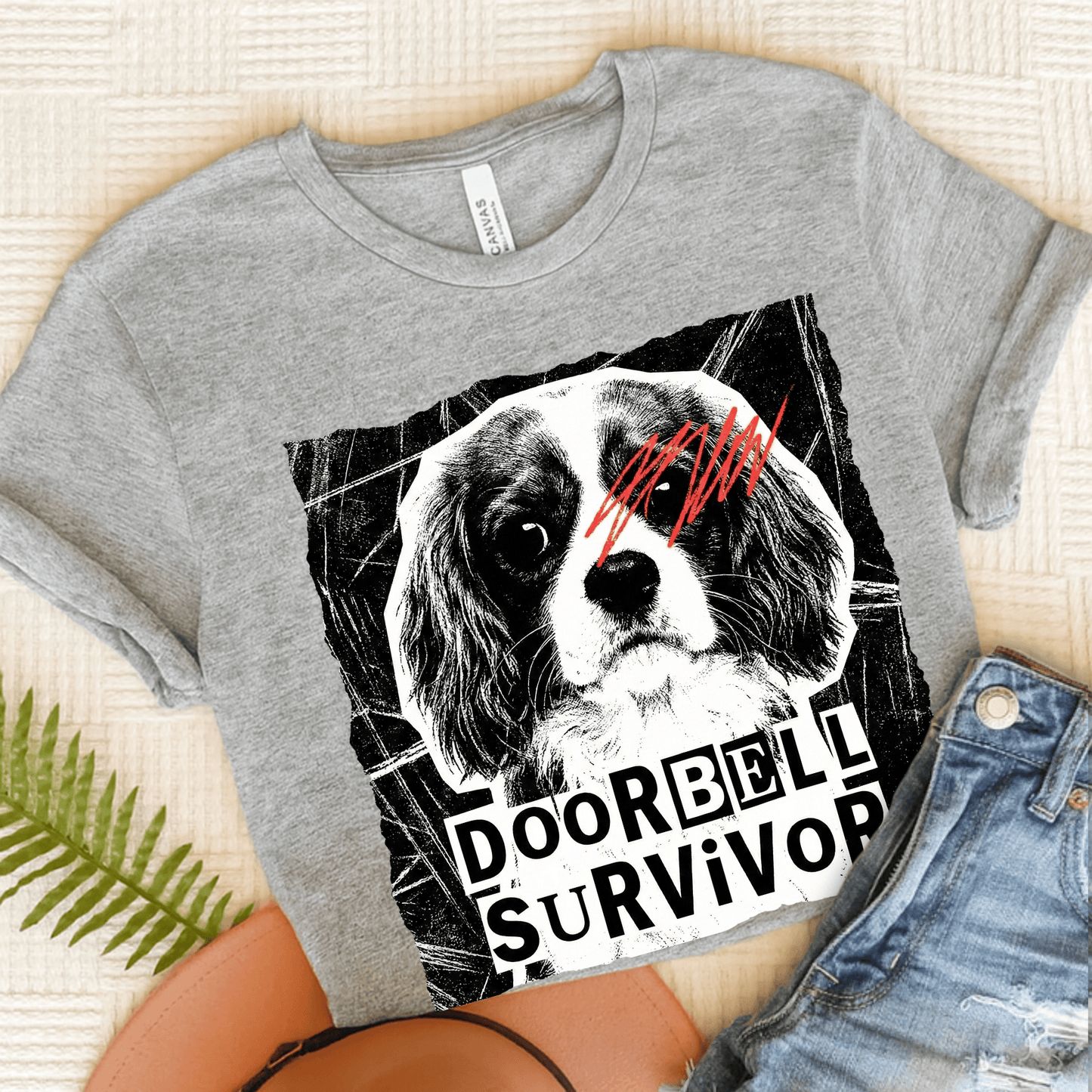 Personalized Cavalier Doorbell Survivor Unisex Tshirt Athletic Heather