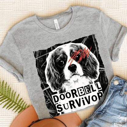 Personalized Cavalier Doorbell Survivor Unisex Tshirt Athletic Heather